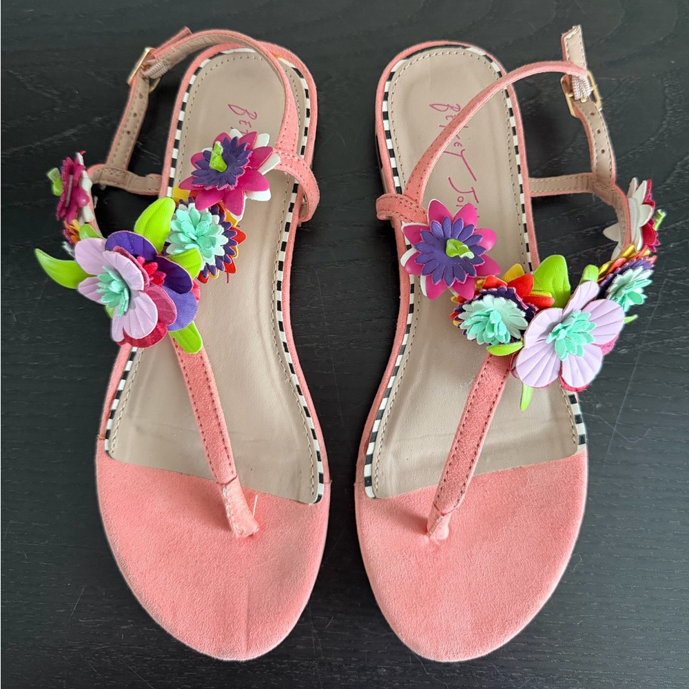 Betsey Johnson Esmee Floral T-Strap Sandals – Size 6 - Picture 2 of 6